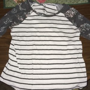 Stripped Floral Baseball Tee